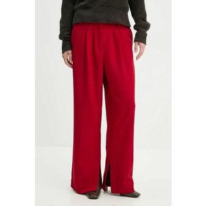 Herskind pantaloni Rupert femei, culoarea rosu, lat, high waist, 5317668 imagine