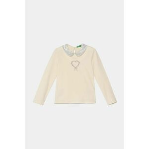 United Colors of Benetton longsleeve copii culoarea bej, cu guler, 3Q8DG10H2 imagine