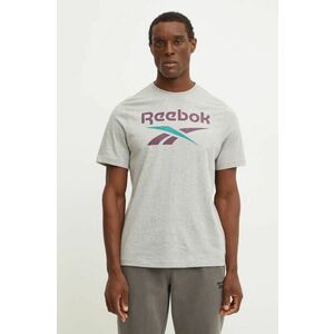 Reebok tricou din bumbac barbati, culoarea gri, cu imprimeu, 100206031 imagine