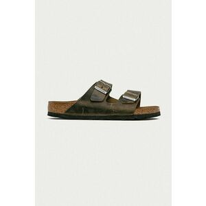 Birkenstock papuci de piele Arizona barbati, culoarea verde imagine