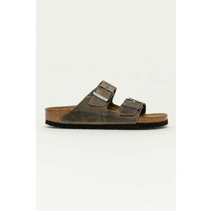 Birkenstock slapi de piele Arizona femei, culoarea verde imagine