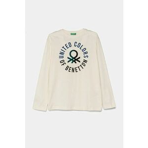 United Colors of Benetton longsleeve din bumbac pentru copii culoarea bej, cu imprimeu, 3ATNC10KQ imagine