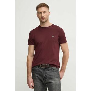 Lacoste tricou din bumbac barbati, culoarea bordo, neted imagine