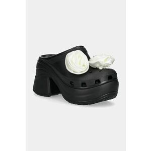 Crocs papuci Siren Rosette Clog femei, culoarea negru, cu toc drept, 210367 imagine