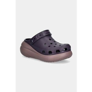 Crocs papuci Classic Crush Clog femei, culoarea violet, cu platforma, 207521 imagine