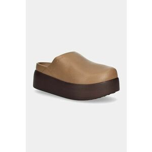 Crocs papuci Dylan Platform Clog femei, culoarea bej, cu platforma, 209869 imagine