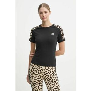 adidas Originals tricou Leopard 3S Tee femei, culoarea negru, IW8478 imagine