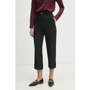 United Colors of Benetton pantaloni din lana culoarea negru, fason tigareta, high waist, 42ZWDF07J imagine