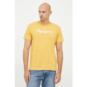 Pepe Jeans tricou din bumbac culoarea galben, cu imprimeu imagine