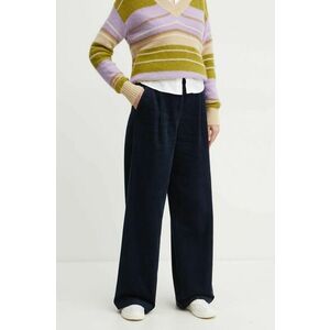 MAX&Co. pantaloni de catifea cord culoarea albastru marin, drept, high waist, 2426136024200 imagine