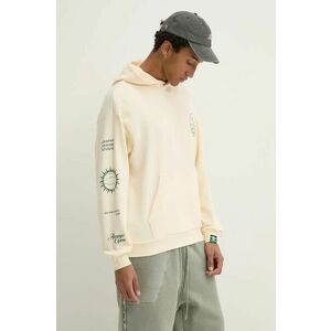 adidas Originals hanorac de bumbac barbati, culoarea bej, cu glugă, cu imprimeu, JJ4038 imagine