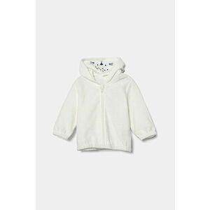 United Colors of Benetton bluza bebe culoarea alb, cu glugă, neted, 3MCDA501C imagine