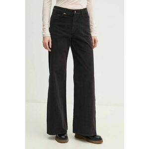 United Colors of Benetton pantaloni femei, culoarea negru, lat, high waist, 41ULDE029 imagine