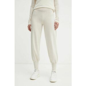 Weekend Max Mara pantaloni de trening de lână culoarea bej, neted, 2425336023600 imagine