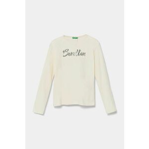 United Colors of Benetton longsleeve din bumbac pentru copii culoarea bej, 3ATNC10L0 imagine