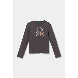 United Colors of Benetton longsleeve din bumbac pentru copii culoarea gri, 3ATNC10L0 imagine