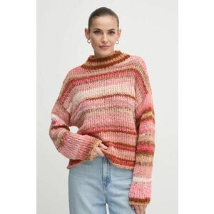 United Colors of Benetton pulover din amestec de lana femei, culoarea roz, cu turtleneck, 1060D203C imagine