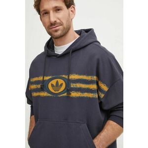 adidas Originals hanorac de bumbac barbati, culoarea gri, cu glugă, cu imprimeu, JM0469 imagine