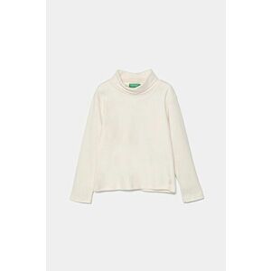 United Colors of Benetton longsleeve din bumbac pentru copii culoarea bej, cu guler, 3AOUG2008 imagine