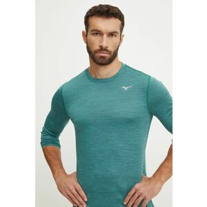 Mizuno longsleeve pentru alergare Impulse Core culoarea verde, cu imprimeu imagine