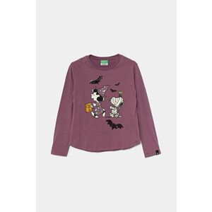 United Colors of Benetton longsleeve din bumbac pentru copii culoarea violet, 3VR5C10OQ imagine