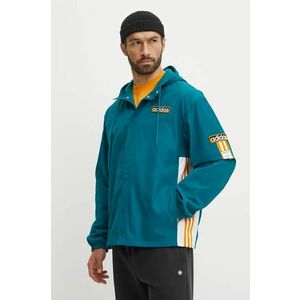 adidas Originals geaca Adibreak Windbreaker barbati, culoarea turcoaz, de tranzitie, oversize, IW5811 imagine