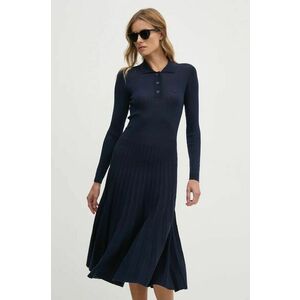 Lacoste rochie din lana culoarea albastru marin, midi, evazati, EF2612 imagine