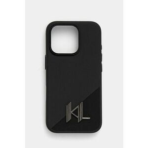 Karl Lagerfeld etui pentru telefon iPhone 16 Pro 6.3 culoarea negru, KLHMP16LSCMKMPCK imagine