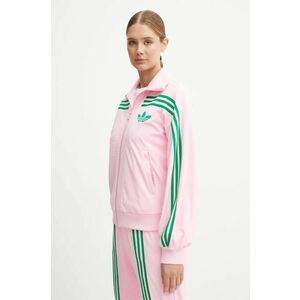 adidas Originals bluza 70s Velour Tracktop femei, culoarea roz, modelator, JN8284 imagine