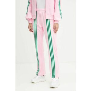 adidas Originals pantaloni de trening 70s Velour Track Pant culoarea roz, modelator, JN8289 imagine