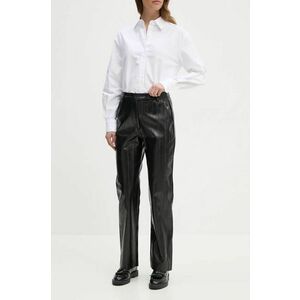 Sisley pantaloni femei, culoarea negru, drept, high waist, 4S6DLF064 imagine