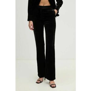 Sisley pantaloni de catifea culoarea negru, drept, high waist, 41EULF06A imagine