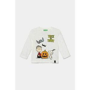 United Colors of Benetton longsleeve din bumbac pentru copii culoarea alb, cu imprimeu, 3VR5G10J9 imagine