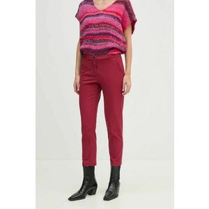 Sisley pantaloni femei, culoarea bordo, fason tigareta, medium waist, 48M855BK7 imagine