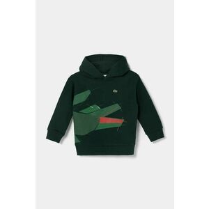 Lacoste bluza copii culoarea verde, cu glugă, cu imprimeu, SJ2561 imagine