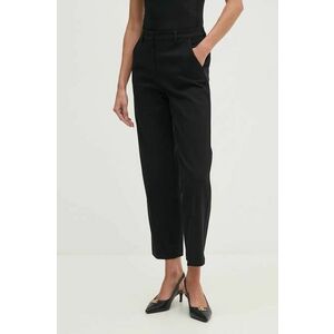 Sisley pantaloni femei, culoarea negru, drept, high waist, 4K2ZLF03V imagine