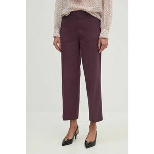 Sisley pantaloni femei, culoarea violet, drept, high waist, 4K2ZLF03V imagine