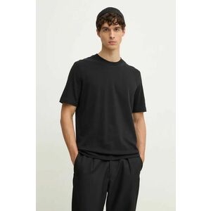 Sisley tricou din bumbac barbati, culoarea negru, neted, 3B7SS1043 imagine