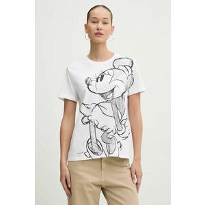 Desigual tricou din bumbac MICKEYDRAWING femei, culoarea alb, 24WWTKA1 imagine