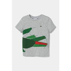 Lacoste tricou de bumbac pentru copii culoarea gri, cu imprimeu, TJ2578 imagine