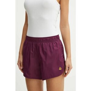 United Colors of Benetton pantaloni scurti femei, culoarea violet, neted, high waist, 4TQM3900A imagine