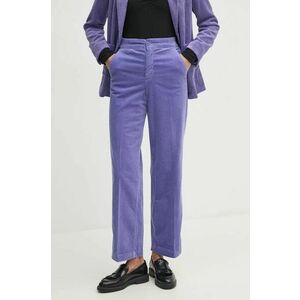 United Colors of Benetton pantaloni de catifea cord culoarea violet, drept, high waist, 4HA2DF07I imagine