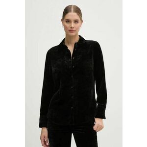 Sisley cămașă de catifea culoarea negru, cu guler clasic, regular, 51EULQ07Y imagine