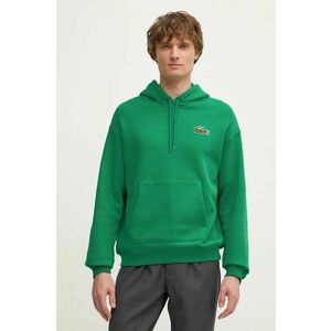 Lacoste hanorac de bumbac barbati, culoarea verde, cu glugă, neted, SH2754 imagine