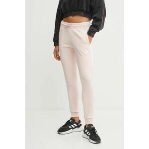 adidas pantaloni de trening din bumbac Essentials culoarea roz, cu imprimeu, JH3689 imagine