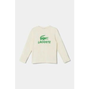 Lacoste longsleeve din bumbac pentru copii culoarea bej, cu imprimeu, TJ2567 imagine