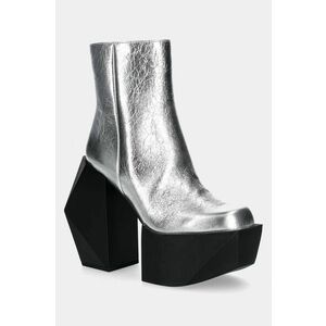 United Nude cizme de piele Stage Boot femei, culoarea argintiu, cu toc drept, 1075314116 imagine