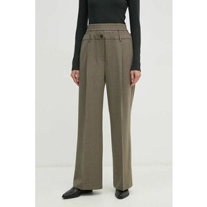 Sisley pantaloni din lana culoarea gri, lat, high waist, 4JYQLF060 imagine