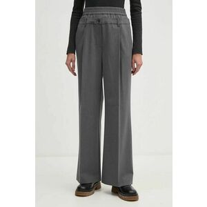 Sisley pantaloni din lana culoarea gri, lat, high waist, 4JYQLF060 imagine