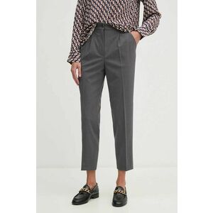 Sisley pantaloni din lana culoarea gri, fason tigareta, high waist, 4JYQL5CM7 imagine